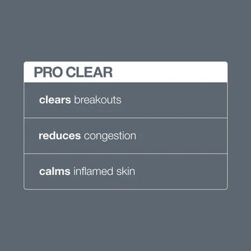 A graphic with a gray background highlights three benefits of Dermalogica's pro calm treatment: soothes sensitive skin, alleviates redness, and reduces irritation. The benefits appear in a white-bordered box with bold and regular text.