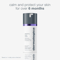Dermalogica stabilizing repair cream comes in a bottle with a black pump, purple accent, and white label featuring grey and blue text—perfect for sensitive skin needing redness relief.