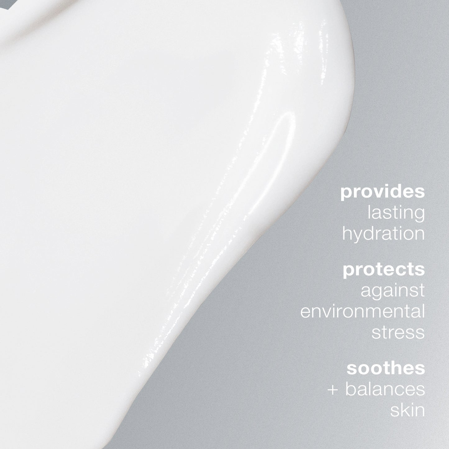Dermalogica skin smoothing cream, a creamy white skincare product, is shown on a gray background. Text reads: powered by Hyaluronic Acid Complex for continuous hydration, protects against environmental stress, soothes and balances skin.