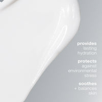 A white 15 ml tube of Dermalogica skin smoothing cream with a dark gray cap, blue and gray text, and an Active HydraMesh Technology graphic provides 48 hours of hydration.