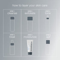 A white tube of Dermalogica active moist moisturizer with a grey cap stands upright on a white background. The front features blue molecular graphics and grey text. It’s powered by a Prebiotic Moisture Complex to combat surface dehydration.