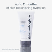 A white tube of Dermalogica intensive moisture balance moisturizer with a gray cap stands upright on a white background. The front displays the brand and product name, emphasizing skin barrier support and optimal lipid balance.