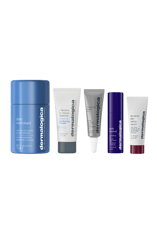 Five Dermalogica South Africa products—4 trials plus 1 travel size, valued at R1699—are displayed against a white background.