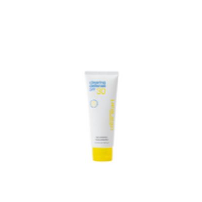 A Dermalogica clearing defense spf30 sample in a white tube with a yellow cap stands upright against a plain white background.