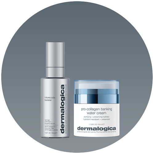 boost hydration: FutureCode Booster + Pro-collagen Banking Water Cream